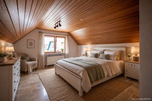 Schlafzimmer DG mit KI eingerichtet