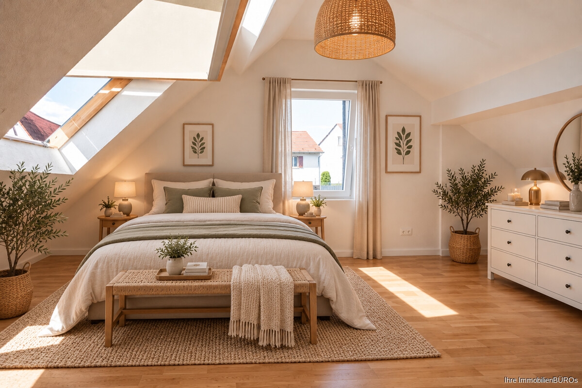 Schlafzimmer 1 DG mit KI eingerichtet